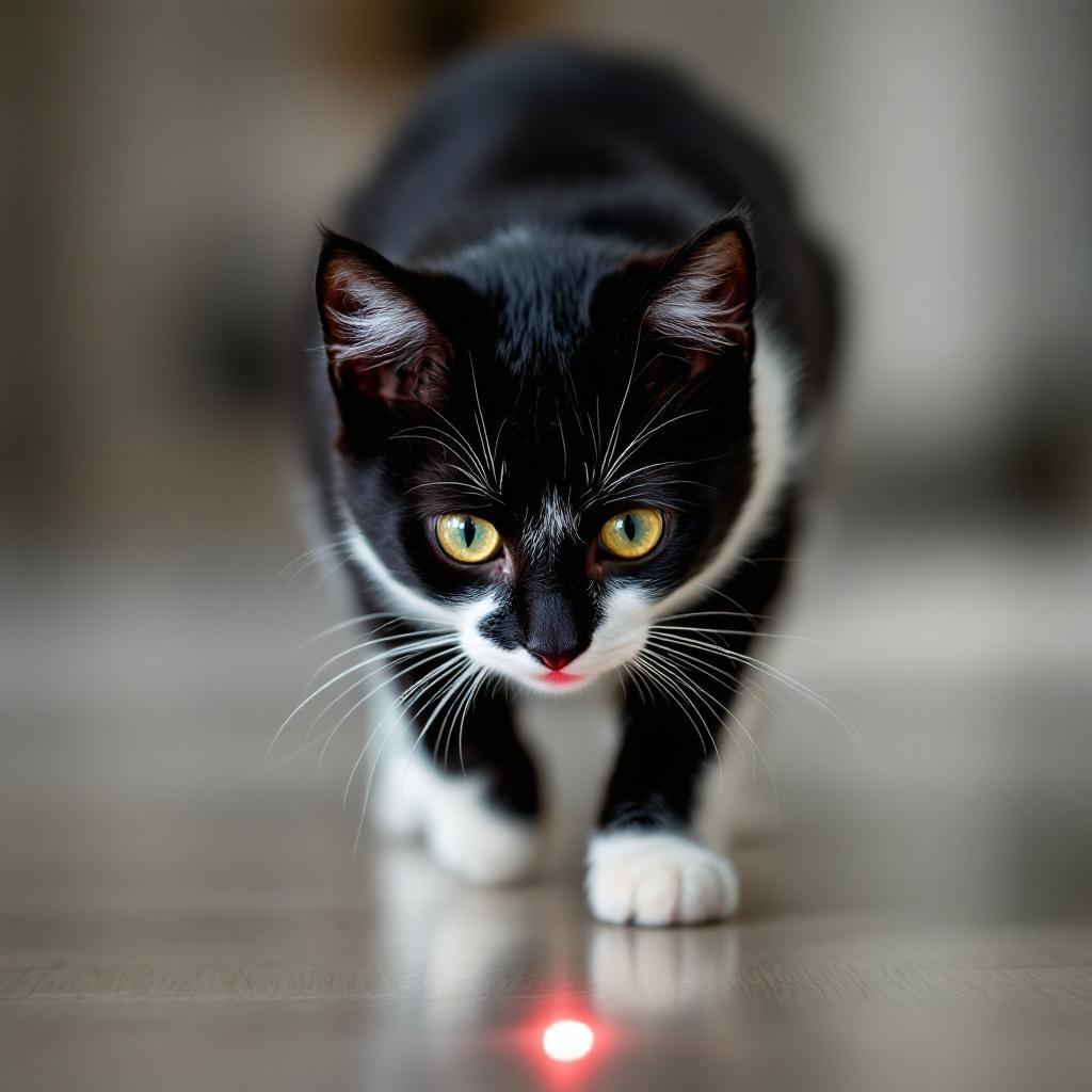 Big paws chasing the tiny red dot